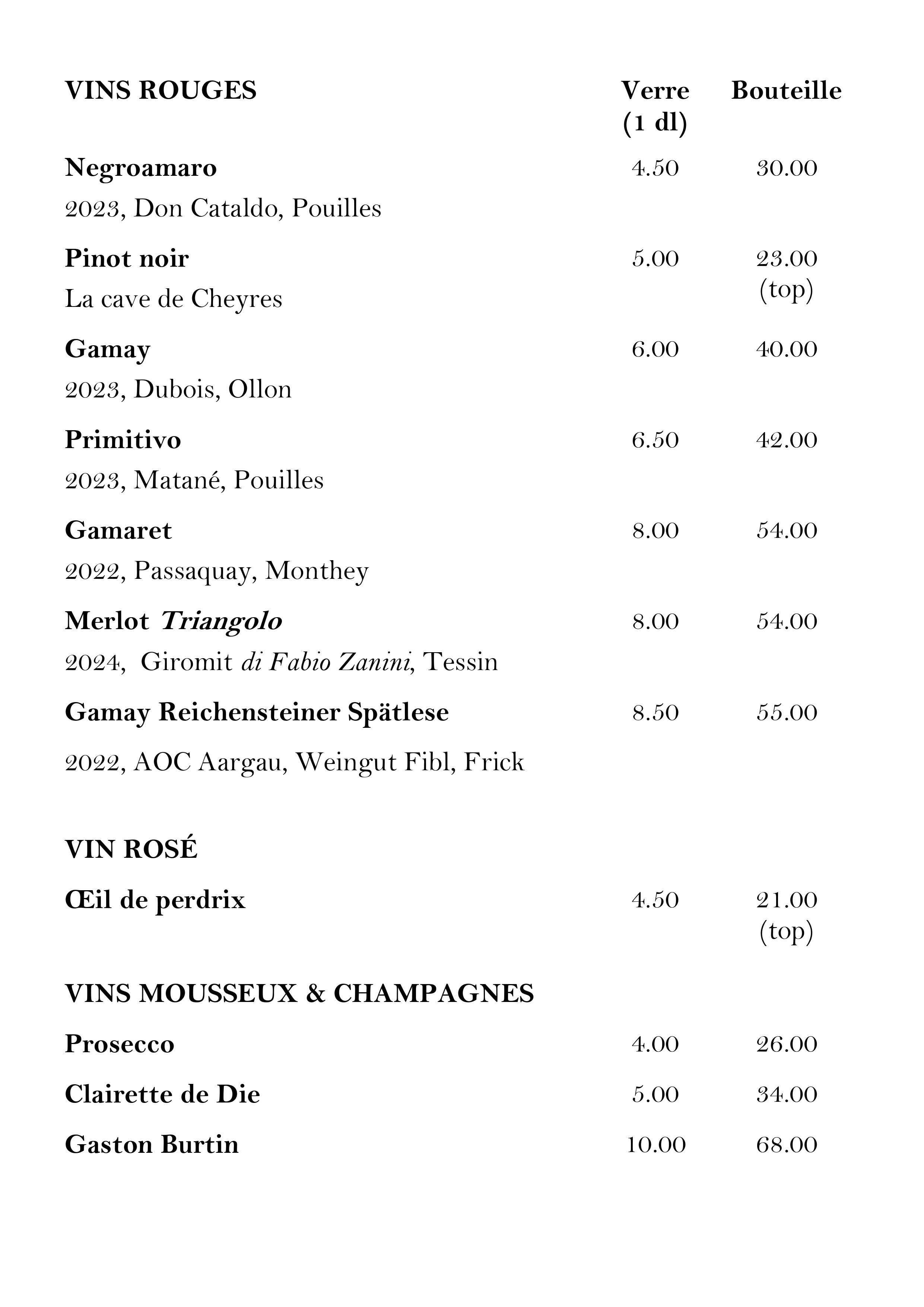 Carte des vins - 2/2